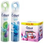 Odonil Room Freshener Spray (Pack of 2), Jasmine Fresh 220ml+Ocean Breeze 220ml & Odonil Bathroom Air Freshener Blocks Mixed Fragrances - 192g (48g*4) | Mixed Fragrances - Fast Shipping to USA & Canada