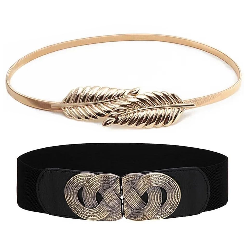 615MhjpH6dL.jpg Shining Diva Fashion 2pcs Combo Waist Belts for Women and Girls | Stylish Belts for Dresses Jeans Saree | Celebrity Inspired Fashion Accessories - Fast Shipping to USA & Canada - Image 1