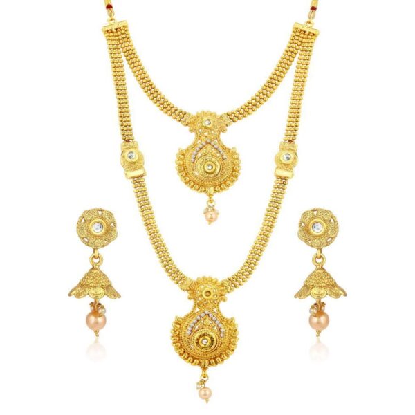 Sukkhi Peacock Design Gold Plated Necklace Set - Fast Shipping to USA & Canada
