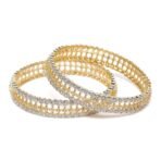 ACCESSHER Set of 2 Gold Plated White AD Handcrafted Bangles - Fast Shipping to USA & Canada