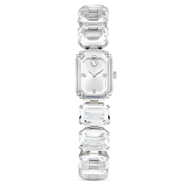 Swarovski Bracelet Watch, Sapphire Glass Centrepiece with Octagon Cut Clear Crystals, Stainless Steel Setting, Inspired by The Millenia Jewellery Collection - Fast Shipping to USA & Canada