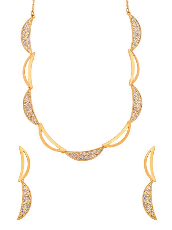 Yellow Chimes Necklace Set for Women | White Stone Necklace Set | A5 Crystal Jewellery Set for Women | Luxe Layers | Rose Gold Plated Necklace Set | Birthday Anniversary Gift for Women Wife - Fast Shipping to USA & Canada