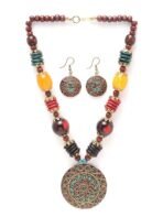 Shining Diva Fashion Latest Stylish Traditional Tibetan Pendant Necklace Jewellery Set for Women - Fast Shipping to USA & Canada
