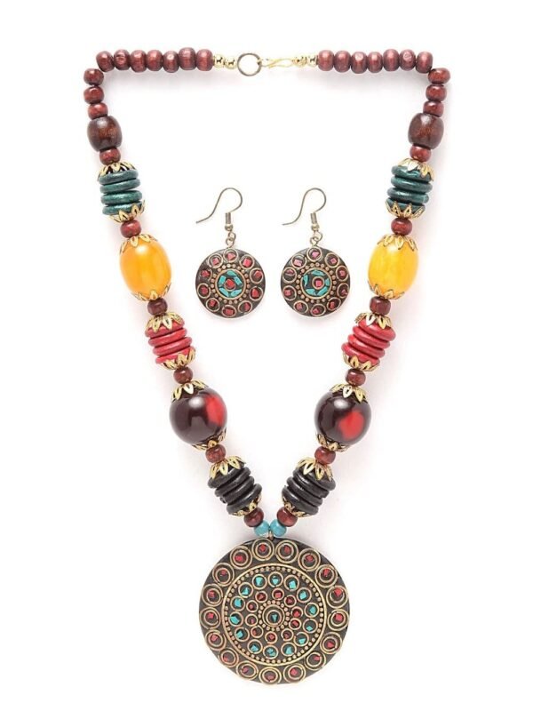 Shining Diva Fashion Latest Stylish Traditional Tibetan Pendant Necklace Jewellery Set for Women - Fast Shipping to USA & Canada