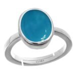 Clara Turquoise Firoza 3cts or 3.25ratti Stone Silver Adjustable Ring for Women - Fast Shipping to USA & Canada