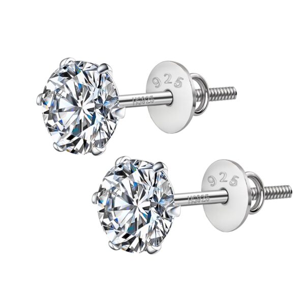 HIGHSPARK 925 Silver Solitaire Screwback Stud Earrings 5mm - Fast Shipping to USA & Canada