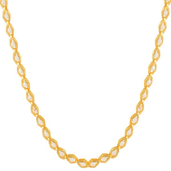 Fashion Frill Elegant Gold Plated White Beads Gold Chain Necklace For Women Girls Neck Chain 28 Inches - Fast Shipping to USA & Canada
