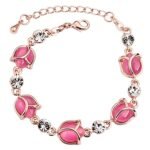 Yellow Chimes Copper Rose Buds Collection Opal Charm Bracelet for Women (Pink)(YCFJBR-B28BUD-PK) - Fast Shipping to USA & Canada