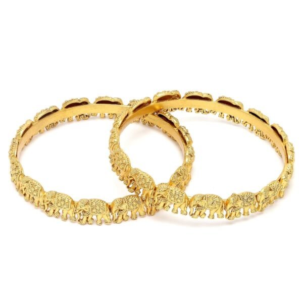 Karatcart Gold Plated Set of 2 Elephant Design Bangles for Women - Fast Shipping to USA & Canada