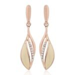 Estele Rose Gold Plated Stylish black coloured enamel hanging earrings for women - Fast Shipping to USA & Canada