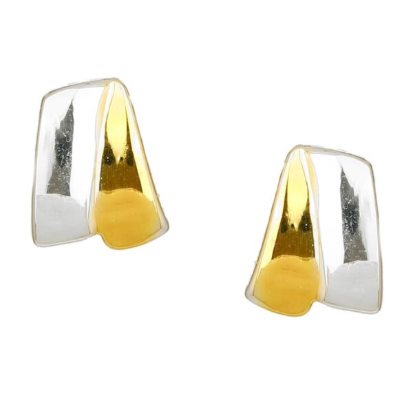 Estele Brass 24 Kt Gold and Silver Plated Ribbon end Stud Earrings for Girls/Womens - Fast Shipping to USA & Canada