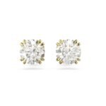 Swarovski Womens Stilla Stud Earrings, Round Cut, White, Gold-Tone Plated - Fast Shipping to USA & Canada