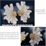 El Regalo Oversized Boho Daisy Flower Earrings- Bridal Statement Enameled Vintage Daisy Flowers Earrings For Haldi, Mehndi and Party - Fast Shipping to USA & Canada - Image 5