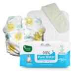 Mother Sparsh Plant Powered Cloth Diaper with FREE 99% Pure Water Baby Wipes (72Pcs) | Reusable Cloth Diaper for Babies with Built in Booster Pad (Snoozy)| Unscented Baby Wipes - Fast Shipping to USA & Canada