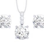 Clara 925 Sterling Silver Round Solitaire Pendant Earring Chain Jewellery Set | Rhodium Plated, Swiss Zirconia | Gift for Women & Girls - Fast Shipping to USA & Canada