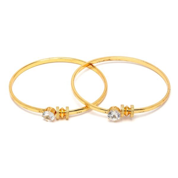ZENEME Gold-Plated White & Red American Diamond studded Bangle Style Handcrafted Bracelet - Fast Shipping to USA & Canada