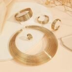 Shining Diva Fashion Latest Stylish Statement Choker Collar Necklace Cuff Bracelet Earrings Ring Gold Plated Combo Jewellery Set for Women and Girls - Fast Shipping to USA & Canada - Image 6