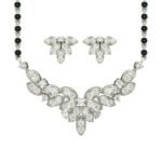 CLARA 925 Sterling Silver Elsie Mangalsutra Earring Chain Jewellery Set | Platinum Plated, Swiss Zirconia | Gift for Wife - Fast Shipping to USA & Canada