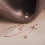 El Regalo Fancy CZ Stars Needle Threader Earrings- 2 Ways Stars Tassel Long Threader Fashionable Earrings for Girls & Women - Fast Shipping to USA & Canada - Image 3