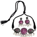 Shining Diva Fashion Latest Stylish Design Fancy Traditional Oxidised Silver Necklace Jewellery Set for Women (13199s) - Fast Shipping to USA & Canada