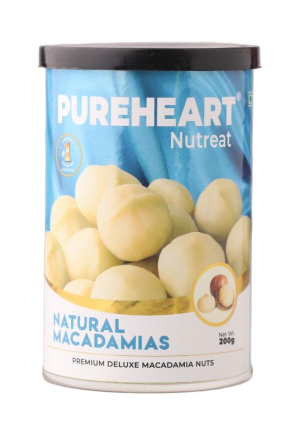 Pureheart Natural Macadamia (200 gm) Premium Australian Macadamia Nuts, Rich in Antioxidants - Whole, Exotic, and Crunchy Dry Fruits, Ideal Snacks, No Additives - Fast Shipping to USA & Canada