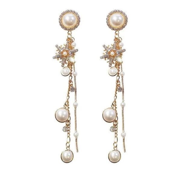 Fashion Frill Earrings For Women Fashion Gold Plated Pearl |Korean Earrings|Chain Drop Earrings For Women Girls Love Gifts - Fast Shipping to USA & Canada
