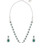 ZAVERI PEARLS Green Dazzling Austrian Diamonds Embellished Contemporary Necklace & Earring Set For Women-ZPFK18201 - Fast Shipping to USA & Canada