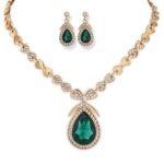 Shining Diva Fashion Latest Stylish Design Fancy Crystal Necklace Jewellery Set for Women (15221s)(Green) - Fast Shipping to USA & Canada
