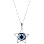 Fashion Frill Exclusive Silver Evil Eye Design Chain Pendant Artificial Jewelry Fashion Evil Eye Chain Necklace For Men Boys Gift for Sister - Fast Shipping to USA & Canada