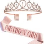Shining Diva Fashion Latest Stylish Birthday Sash and Crown - Pack of 2 Pcs | Birthday Queen Crown | Birthday Gifts for Best Friend, Sister, Teenager | Birthday Decorations Items - Fast Shipping to USA & Canada