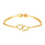 Estele Golden 24 Kt Gold Plated Brass Non-Precious Metal Head Over Heals Heart Cuff Bracelet for Women - Fast Shipping to USA & Canada
