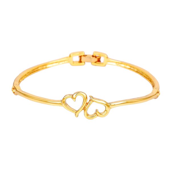 Estele Golden 24 Kt Gold Plated Brass Non-Precious Metal Head Over Heals Heart Cuff Bracelet for Women - Fast Shipping to USA & Canada