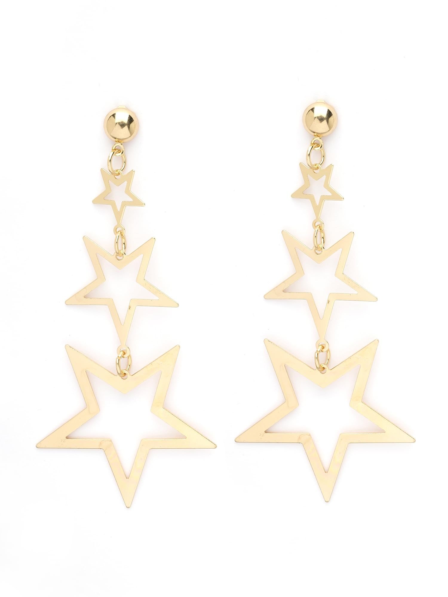 61KA0ABC9PL.jpg KARATCART Gold Plated Graduating Star Design Dangler Earrings - Fast Shipping to USA & Canada - Image 1
