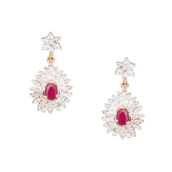 Estele 24 Kt Gold plated Austrian Diamond Drop Traditional Earrings For Girls and Women - Fast Shipping to USA & Canada