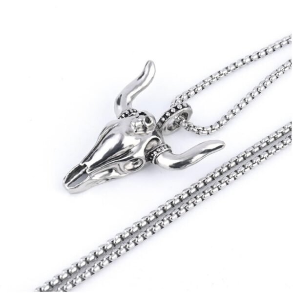 Fashion Frill Stylish Silver Bull Chain Pendant For Men Stainless Steel Silver Bull Design Locket Chain Pendant For Men Boys Men's Jewellery - Fast Shipping to USA & Canada