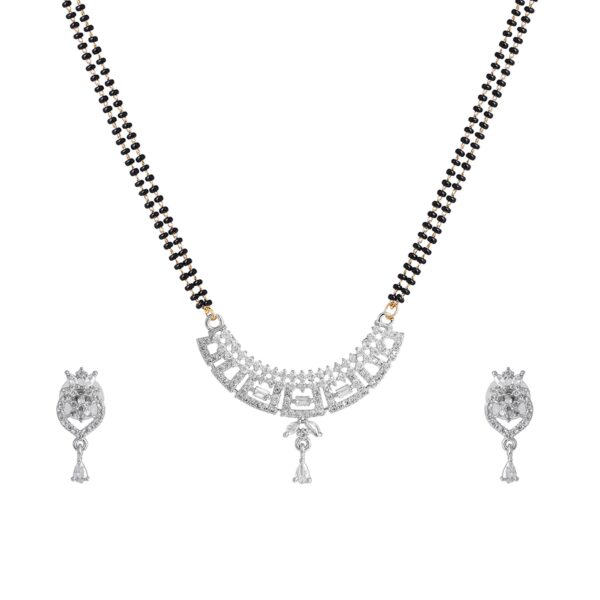 Gehena by Estele Fashion Jewelry Mangalsutra Set for Women: Gold & Rhodium Plated White Graceful Mangalsutra Necklace Set: Stunning Combination of Tradition and Modernity for Women-OSAKMS006-IRWE NKER - Fast Shipping to USA & Canada