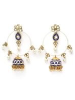 Karatcart Gold Plated Purple Meena Pearl Beaded Kundan Jhumki Hoop Earrings for Women - Fast Shipping to USA & Canada