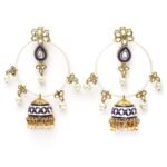 Karatcart Gold Plated Purple Meena Pearl Beaded Kundan Jhumki Hoop Earrings for Women - Fast Shipping to USA & Canada