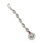 Zeneme Rhodium Plated Silver Toned Cascaded American Diamond Crystal Mangtikka For Women & Gifts For Girls - Fast Shipping to USA & Canada