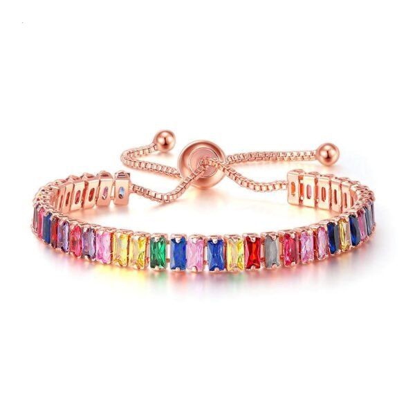 Peora Multicolor Baguette Stone Studded Fancy Adjustable Bracelet Jewellery Gift for Women & Girls - Fast Shipping to USA & Canada