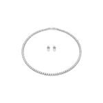 Swarovski Women Matrix Tennis Jewelry Set, All-Round Necklace And Pierced Stud Earrings With Clear Crystals On A Rhodium Finished Setting, Part Of The Matrix Tennis Collection - Fast Shipping to USA & Canada