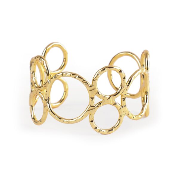 Rubans 18K Gold Plated Stylish and Trendy Circle Floral Design Cuff Bracelet for Women and Girls, Perfect for any Parties and Special Occasions - Fast Shipping to USA & Canada