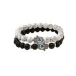 Fashion Frill Couple Bracelets Black & White Onyx Evil Eye Stretchable Wrist Band Bracelet For Women Men Boys Girls Love Gifts Friendship Promise Bracelets - Fast Shipping to USA & Canada