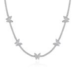 Fashion Frill Silver Chain For Women Stainless Steel Butterfly AD Studded Pendant Necklace For Women Girls Love Gifts Womens Jewellery - Fast Shipping to USA & Canada