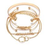 Shining Diva Fashion Set of 5 Stylish Multilayer Crystal Bangle Gold Plated Bracelet for Women and Girls (Golden) (13075b), One Size - Fast Shipping to USA & Canada