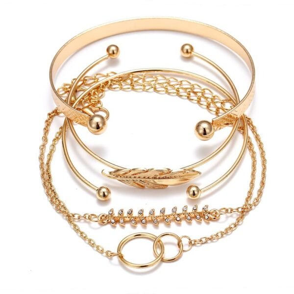 Shining Diva Fashion Set of 5 Stylish Multilayer Crystal Bangle Gold Plated Bracelet for Women and Girls (Golden) (13075b), One Size - Fast Shipping to USA & Canada