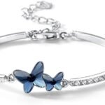 Valentine Gift By Shining Diva Blue Stylish Crystal Silver Plated Platinum Plated Cubic Zirconia Charm Bracelet for Women (vg10958b) - Fast Shipping to USA & Canada