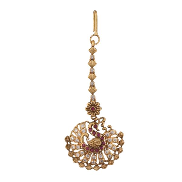 Tarinika Sajani Antique Maang Tikka - Wedding Mang Tika for Women - Perfect for Ethnic ocassion | Traditional temple nethi chutti - 1 year warranty*? - Fast Shipping to USA & Canada