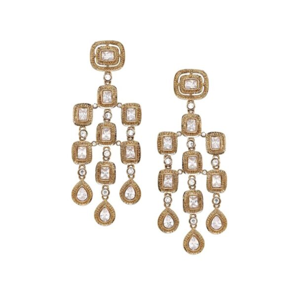 Rubans 22K Gold-Plated/Rhodium-Plated Chandelier Earrings - Cubic Zirconia Studded Antique Traditional Chandelier Earrings for Womens & Girls - Fast Shipping to USA & Canada