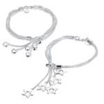 YouBella Jewellery Silver Plated Stylish Latest Crystal Combo of Bracelet Bangle Jewellery for Girls and Women (Hearts & Stars) - Fast Shipping to USA & Canada